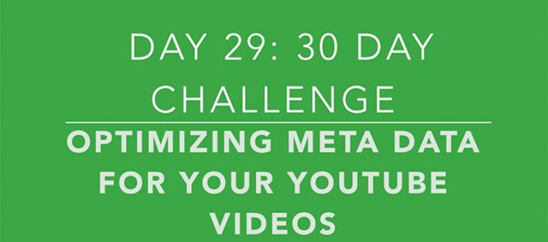 Day 29: The 3 Key Pieces of Meta Data to Optimize Your YouTube Videos